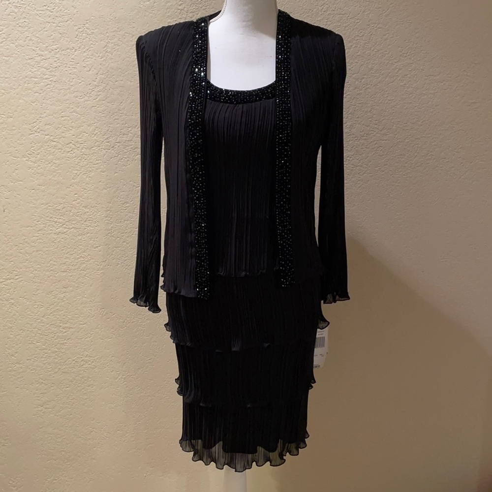 NWT Patra Black Tiered Dress w/ Connected Blouse
